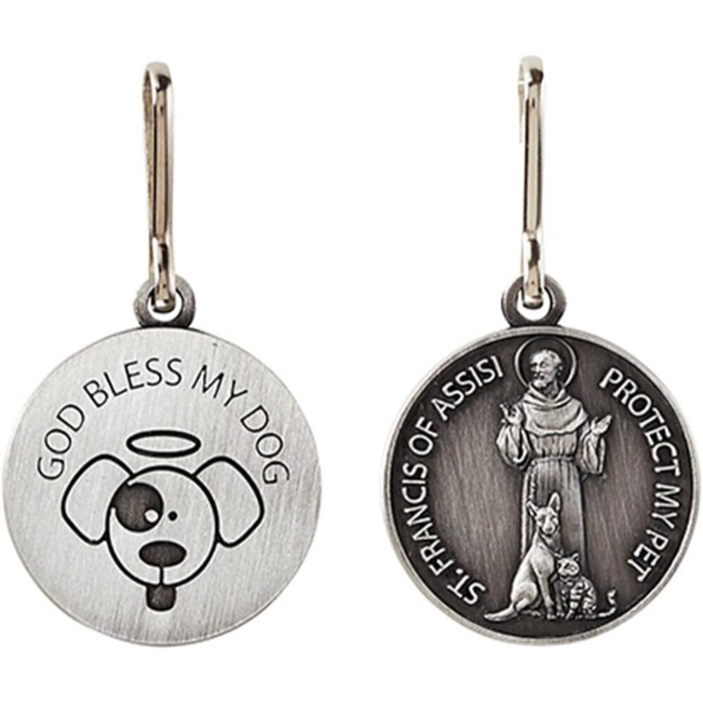 Pet Medal Saint Francis Protect My Dog 1 Inch Silver